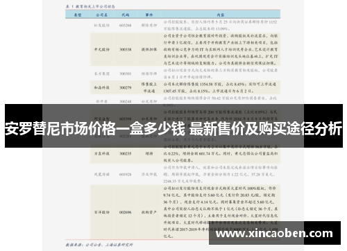 安罗替尼市场价格一盒多少钱 最新售价及购买途径分析